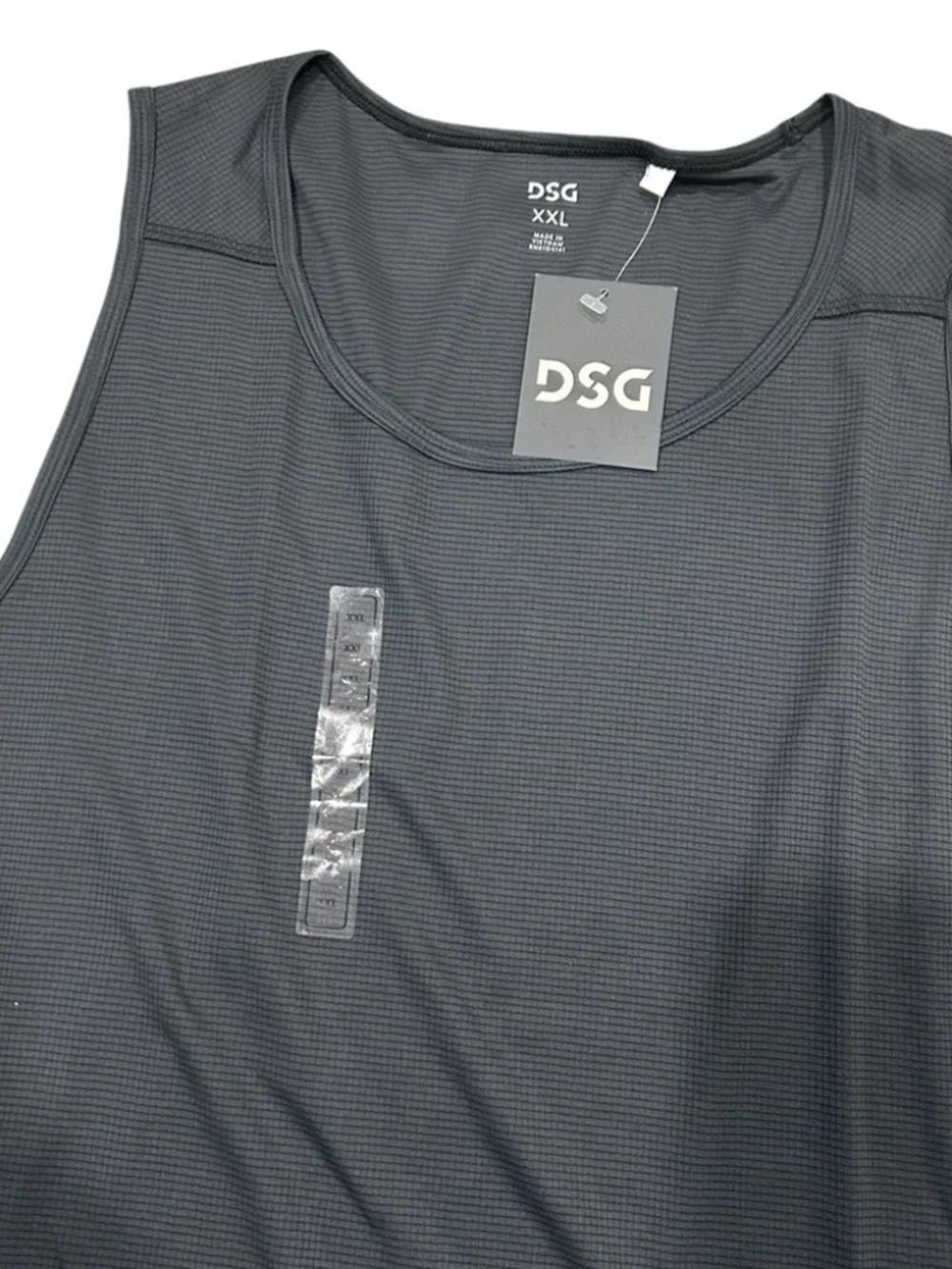 DSG Mens Large Sleeveless Training Tank Top Grey Grid Texture NWT